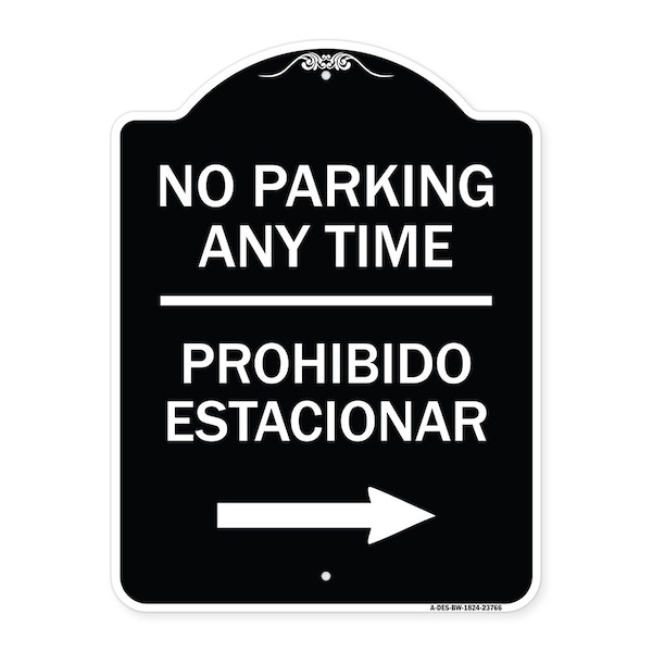 Signmission No Parking Anytime Prohibido Estacionar W/ Right Arrow Heavy-Gauge Alum, 24" x 18", BW-1824-23766 A-DES-BW-1824-23766 - main